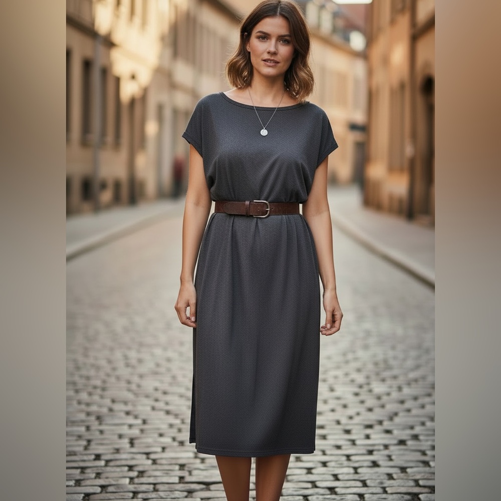 James Perse Charcoal Midi T-Shirt Dress Size 2